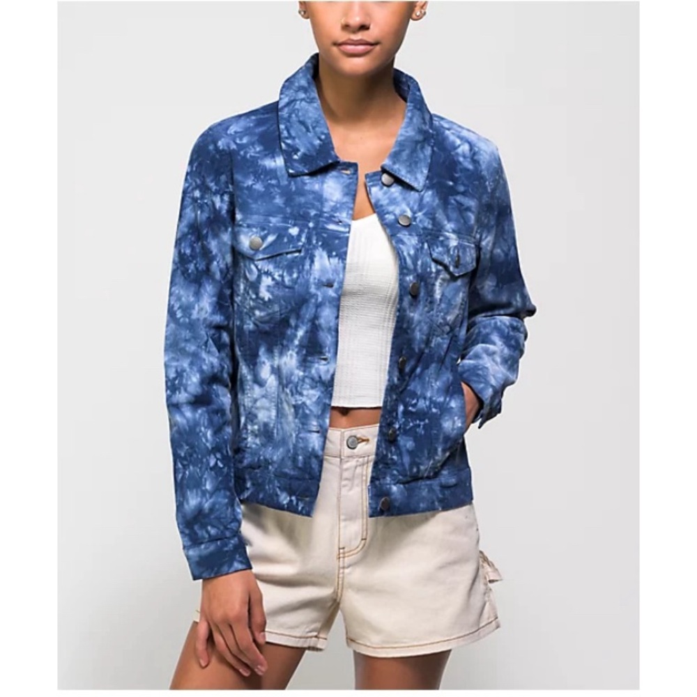 Empyre women’s Freya Blue Tie Dye Corduroy Jacket Sz Small Academia Boho Country